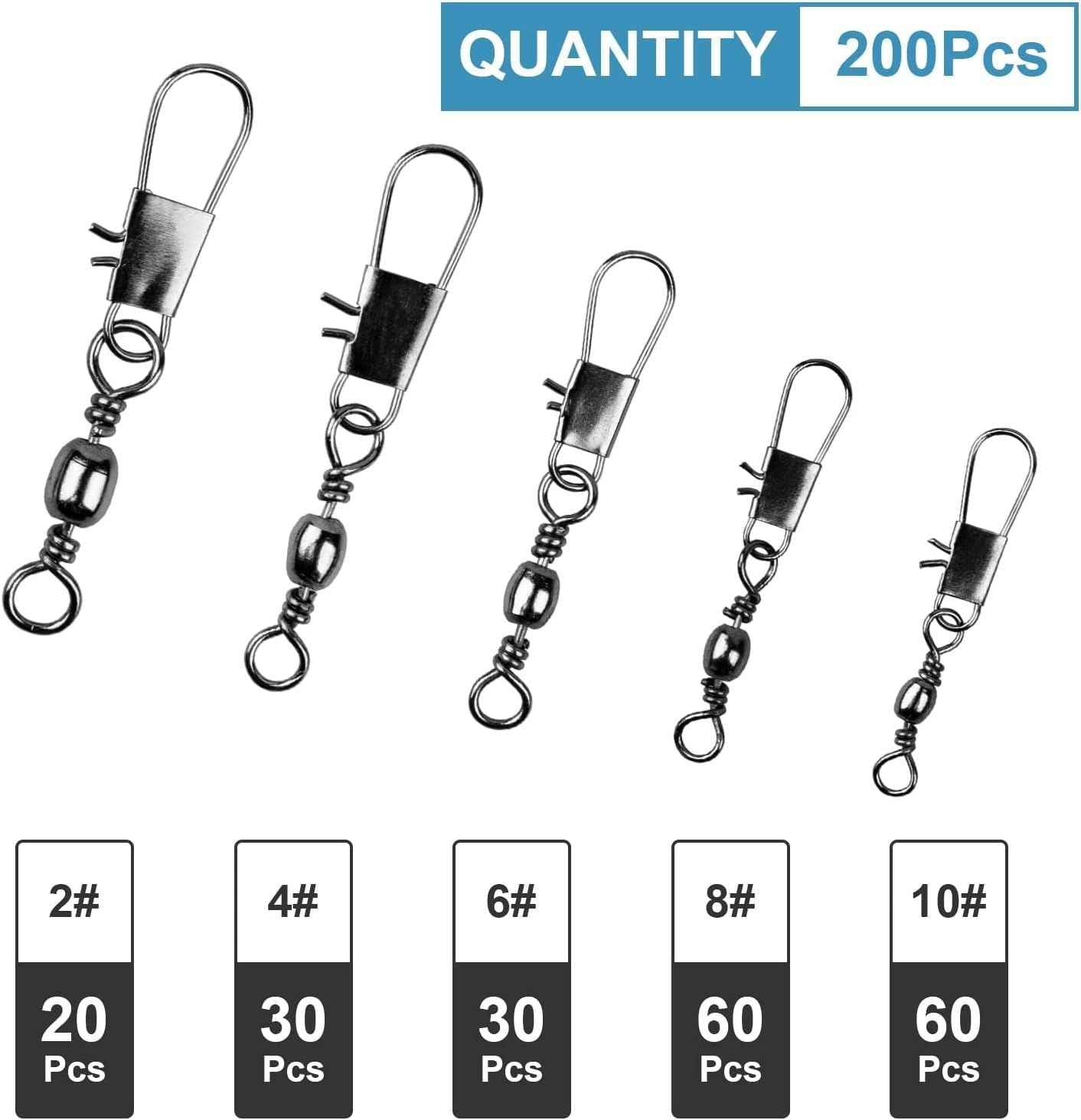 Fishing Snap Swivels Set - 200 Durable Connectors for Hassle-Free Fishing