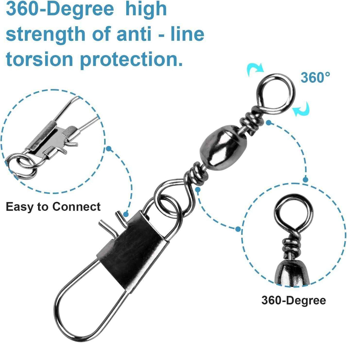 Fishing Snap Swivels Set - 200 Durable Connectors for Hassle-Free Fishing