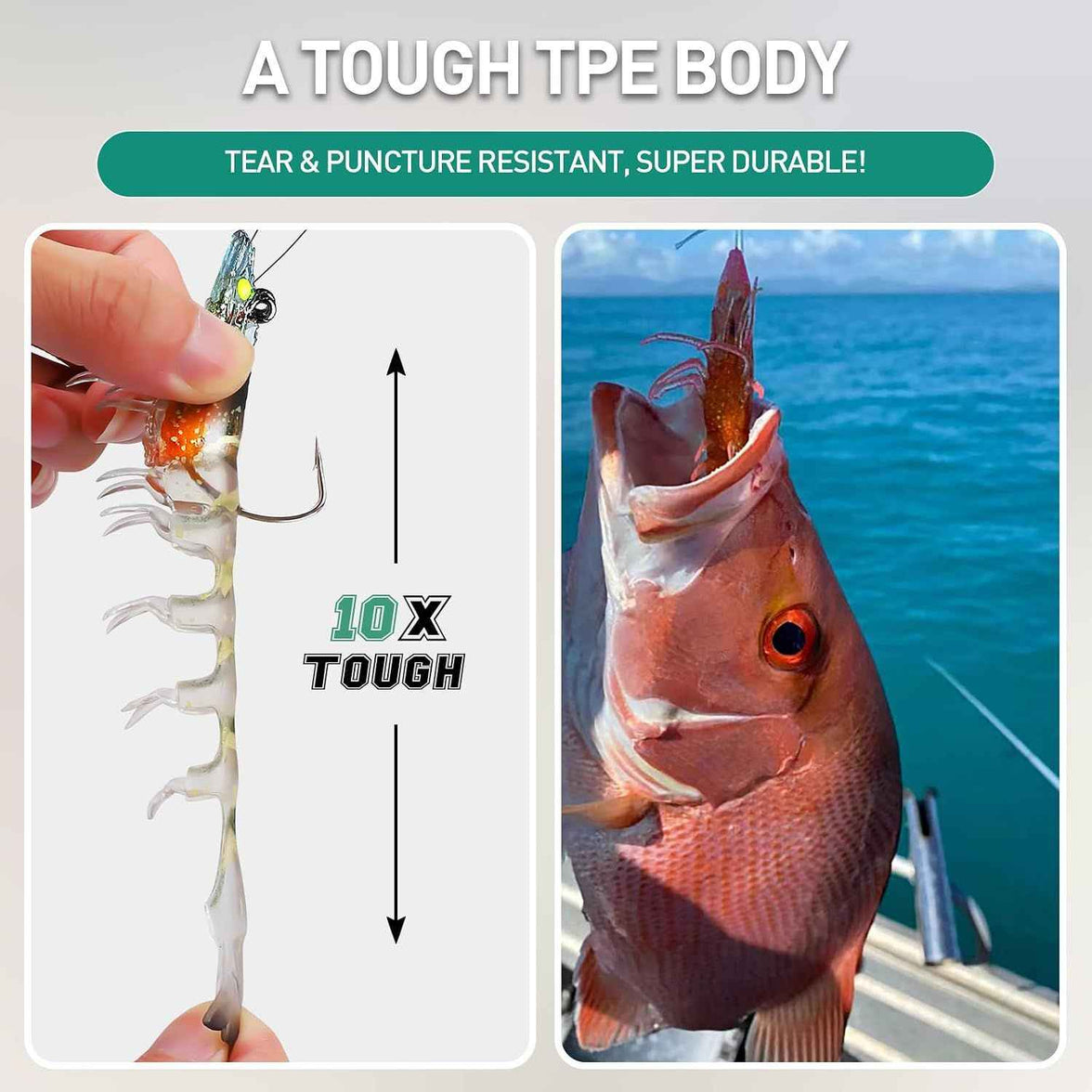 Pre Rigged Saltwater Soft Swimbait Lures with Jig Hooks, Tear Resistant TPE Baits for Redfish, Grouper, Bass, Trout and Freshwater Fishing