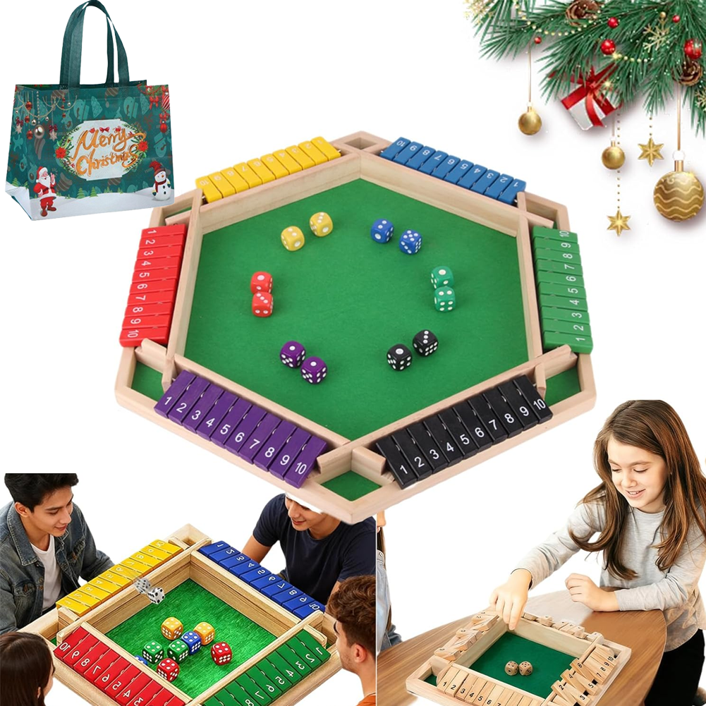 Shut The Box Game - Wooden Dice Board Game for 2-4 Players, Educational Math Game for Family, Friends, and Classroom Fun