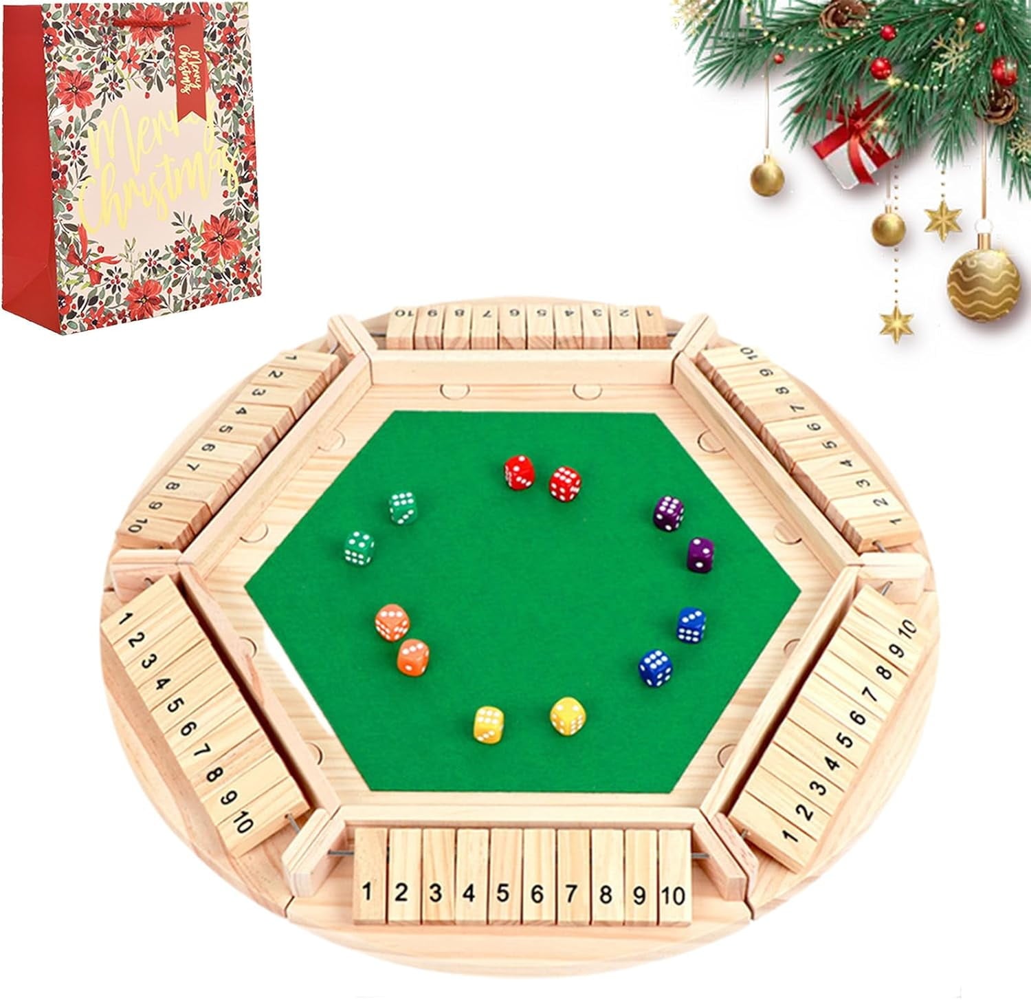 Shut The Box Game - Wooden Dice Board Game for 2-4 Players, Educational Math Game for Family, Friends, and Classroom Fun