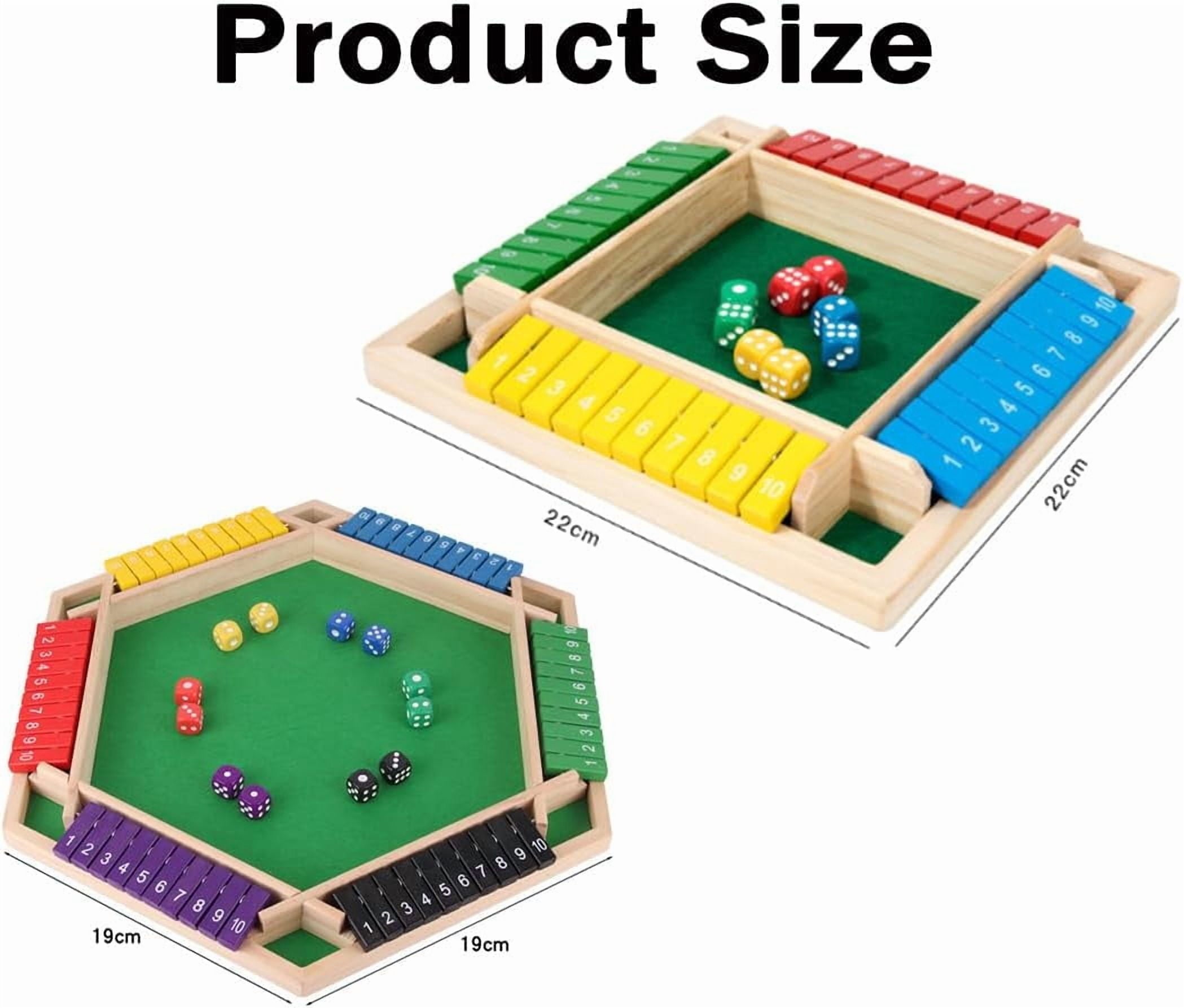 Shut The Box Game - Wooden Dice Board Game for 2-4 Players, Educational Math Game for Family, Friends, and Classroom Fun