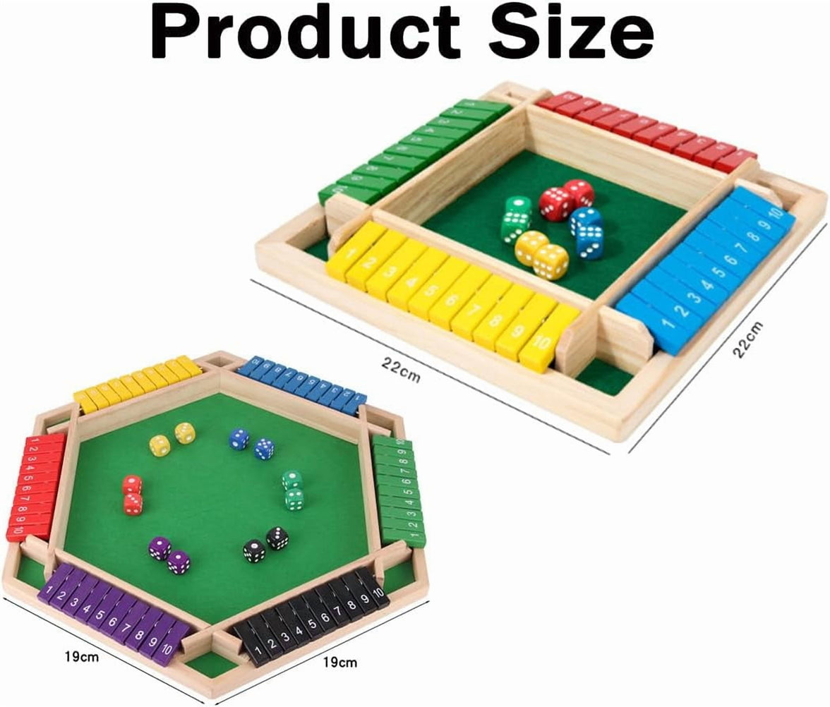 Shut The Box Game - Wooden Dice Board Game for 2-4 Players, Educational Math Game for Family, Friends, and Classroom Fun