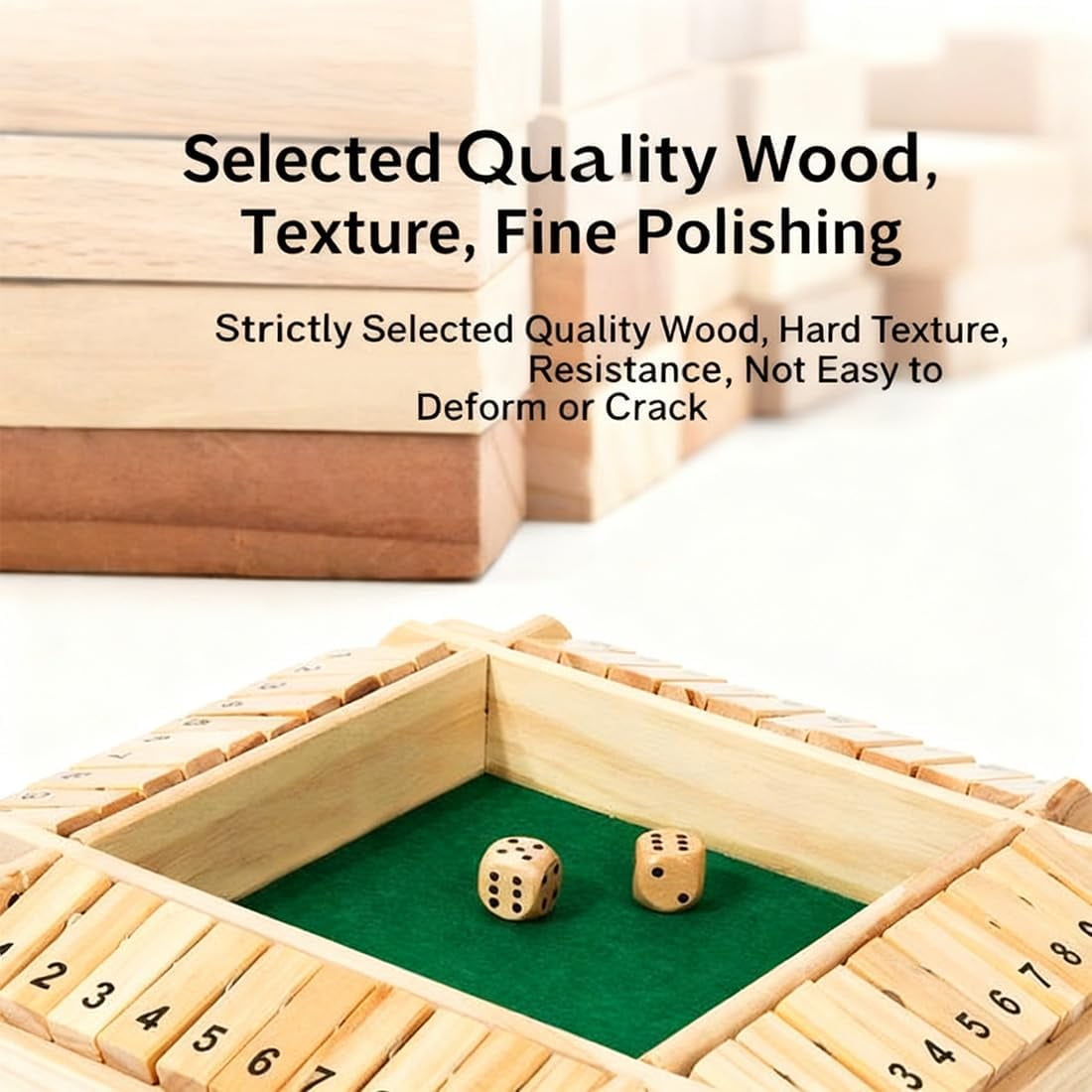 Shut The Box Game - Wooden Dice Board Game for 2-4 Players, Educational Math Game for Family, Friends, and Classroom Fun