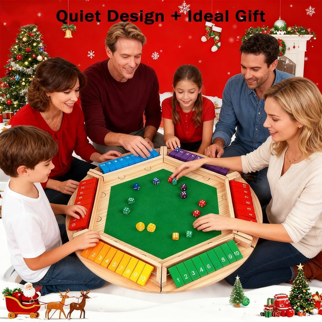 Shut The Box Game - Wooden Dice Board Game for 2-4 Players, Educational Math Game for Family, Friends, and Classroom Fun