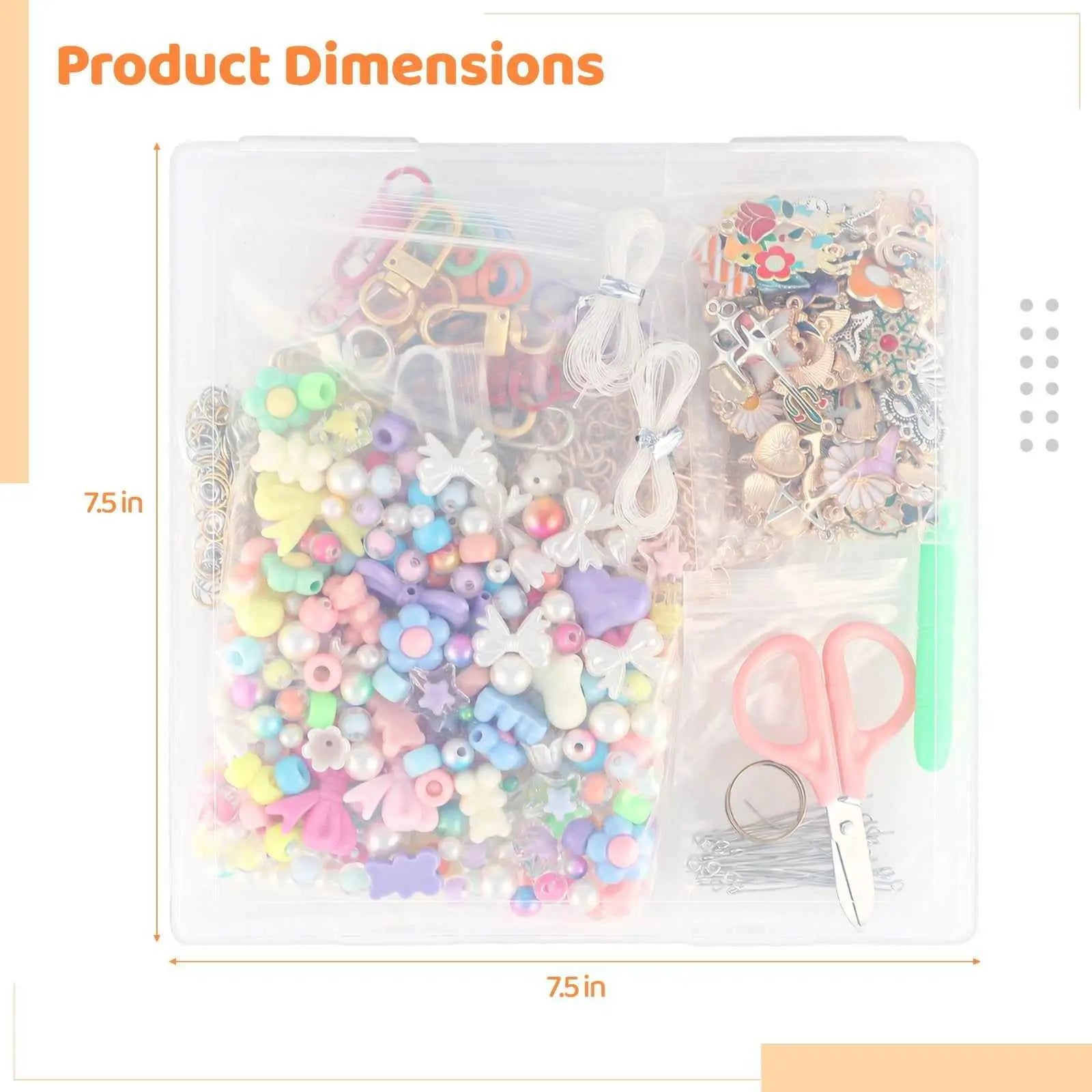 DIY Keychain Making Kit, Includes 300PCS Colorful Beads & 100pcs Charms, Bulk Cute Beaded Keychain Phone Bag Charm Complete Set for Beginners Jewelry Making Accessories Supplies