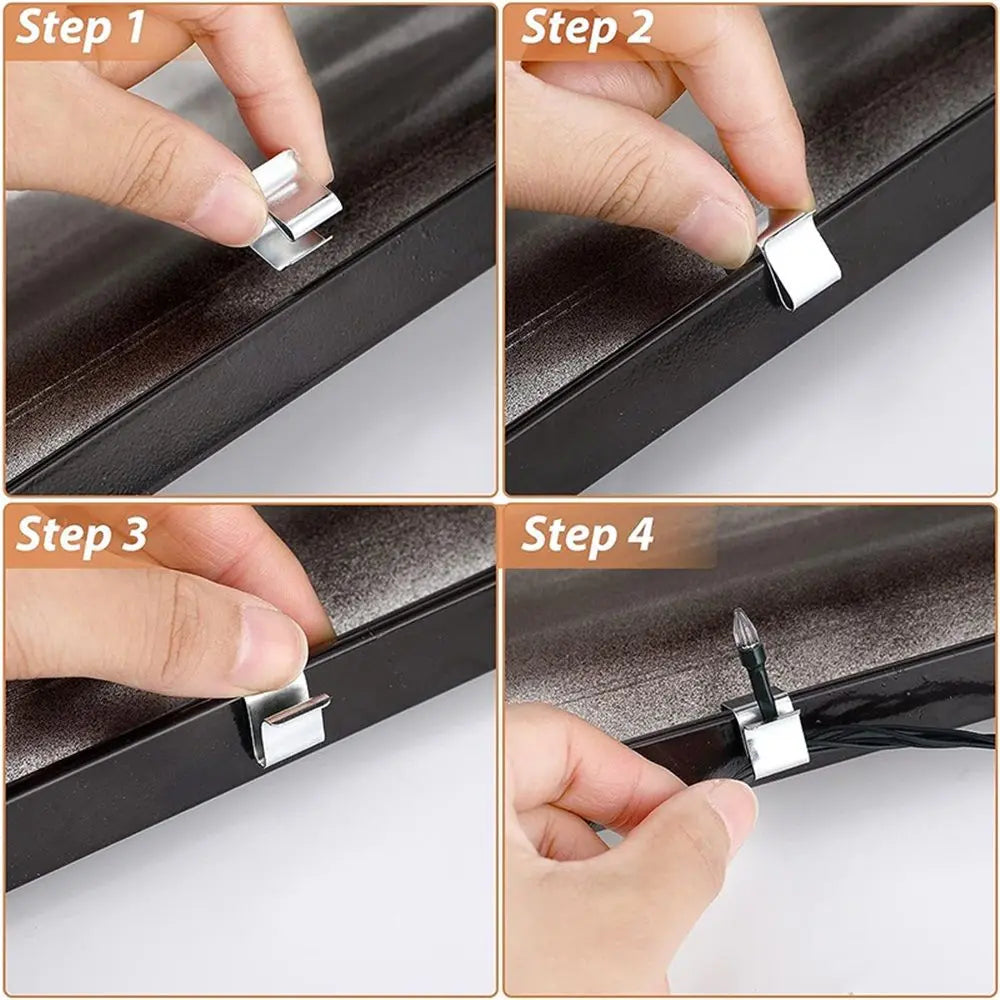 Gutter Clips for Outdoor Lights: Durable 100-Piece Metal Clips for Securing String Lights and Seasonal Decor