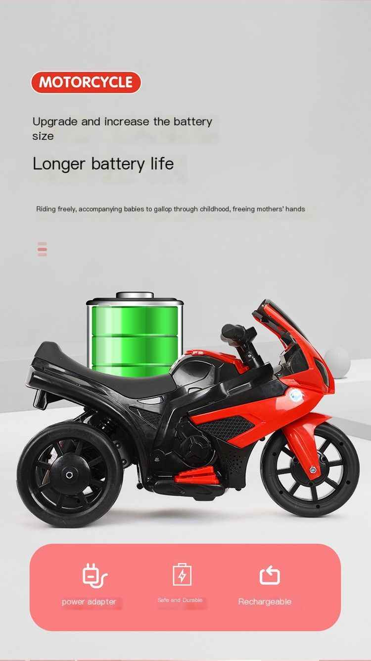 Electric Motorcycle Remote Control with Large Battery - Red Model