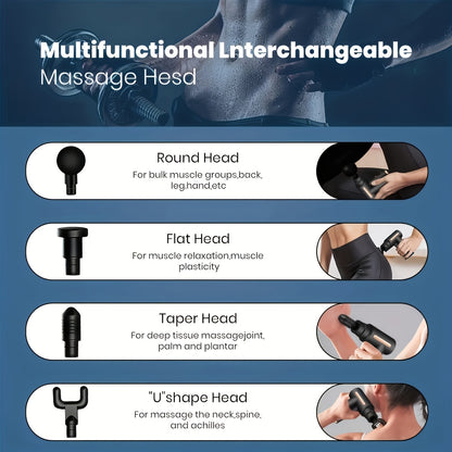 **Portable Deep Tissue Massager | 6-Speed & 4 Heads & 15-Min Timer｜Professional Muscle Recovery, Anytime Anywhere**