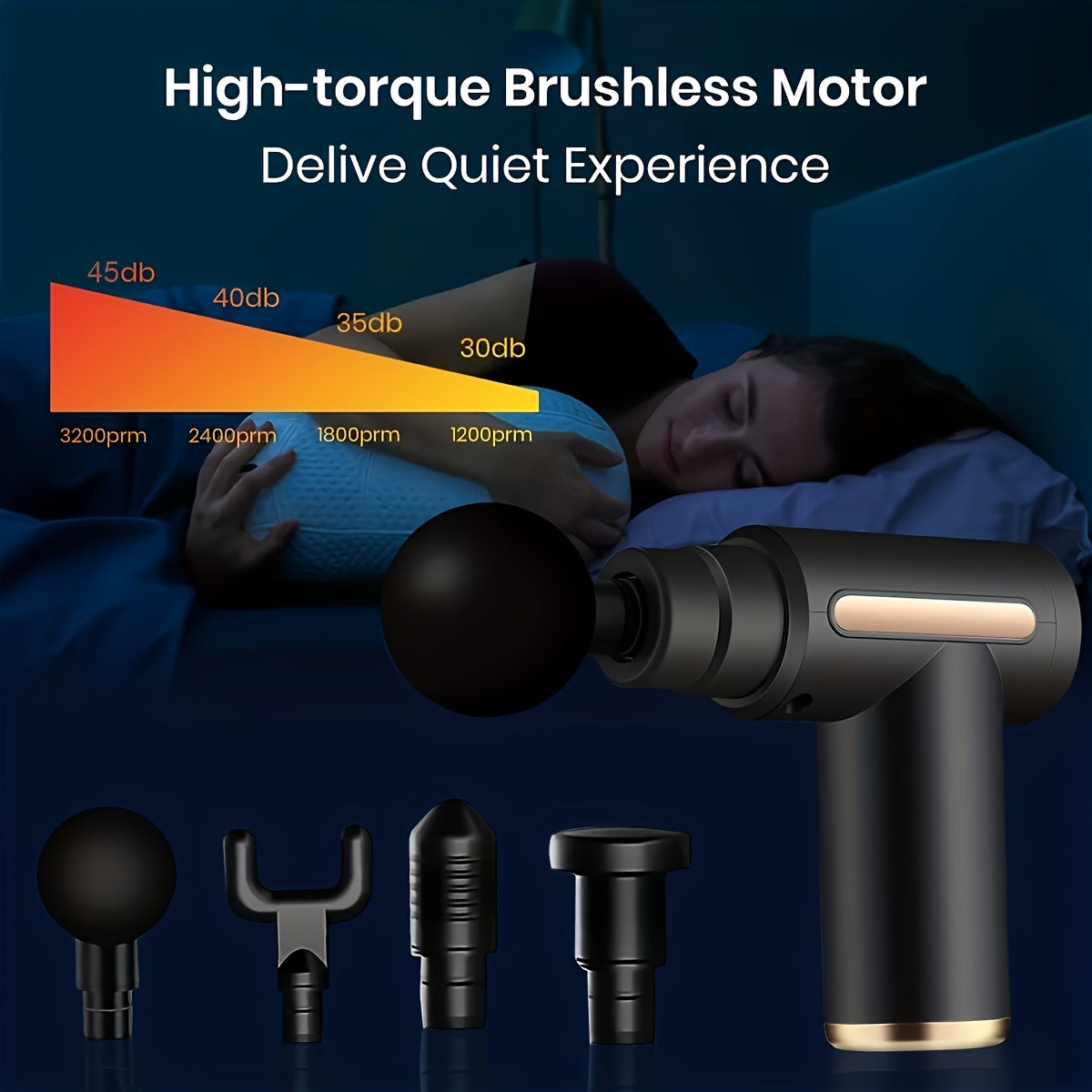**Portable Deep Tissue Massager | 6-Speed & 4 Heads & 15-Min Timer Professional Muscle Recovery, Anytime Anywhere**