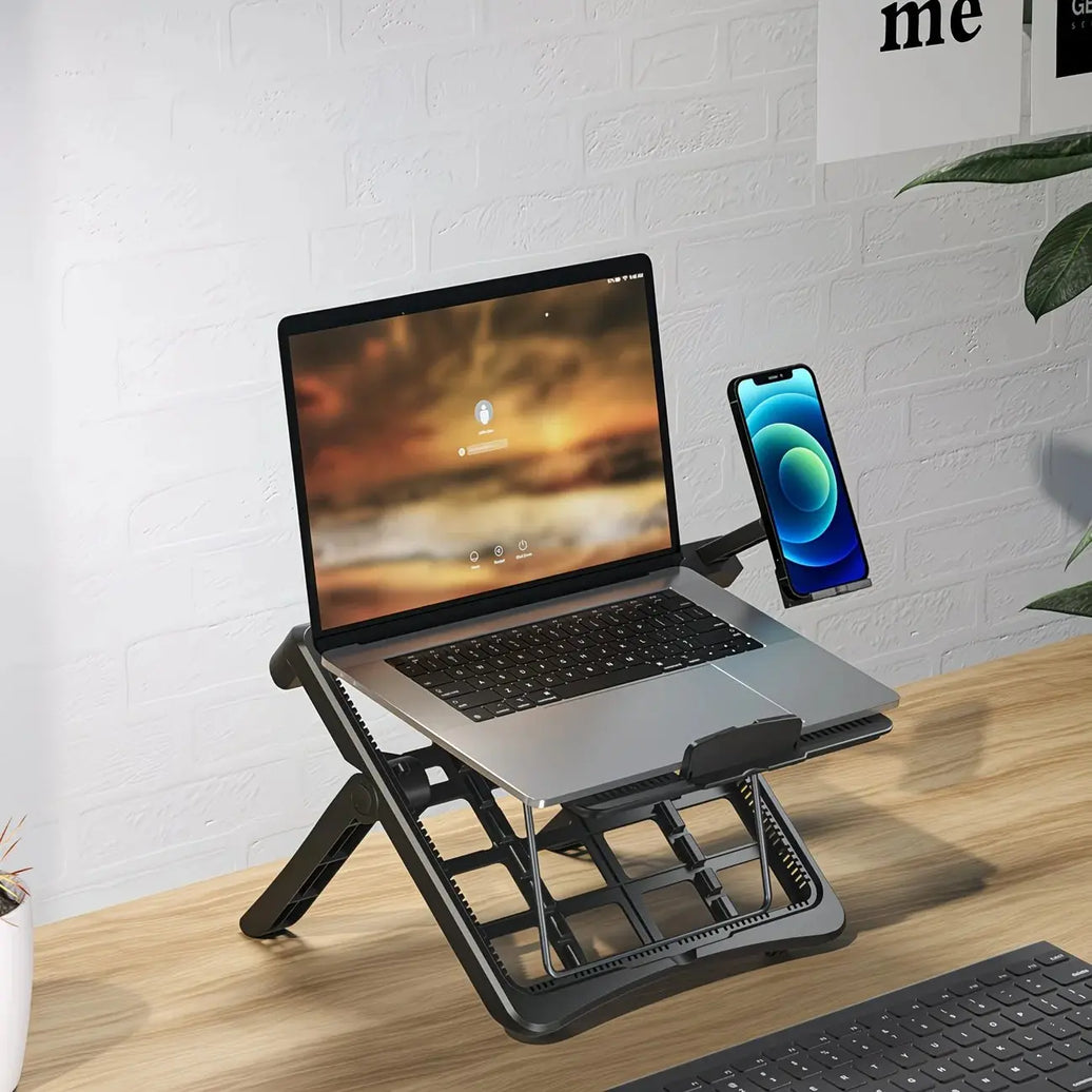 Adjustable Laptop Stand 17.3 Inch with Height Adjustment and Phone Holder