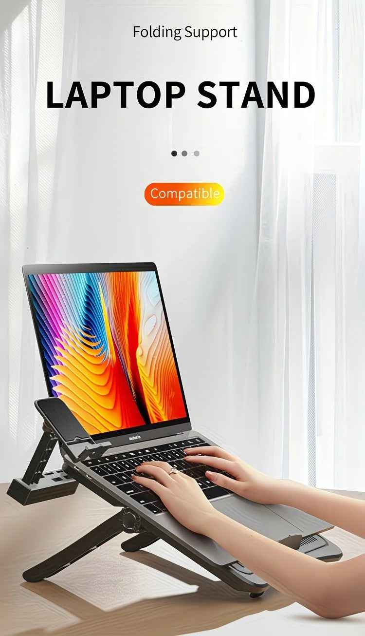 Adjustable Laptop Stand 17.3 Inch with Height Adjustment and Phone Holder