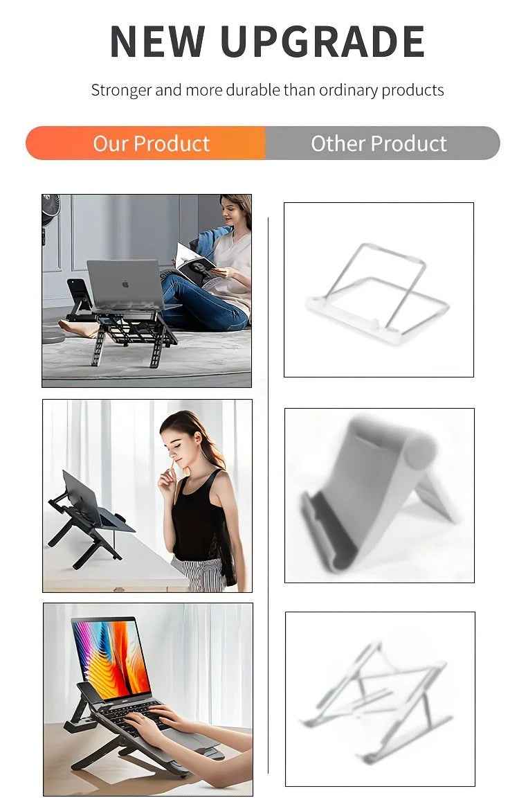 Adjustable Laptop Stand 17.3 Inch with Height Adjustment and Phone Holder
