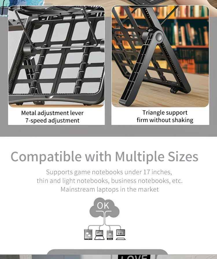 Adjustable Laptop Stand 17.3 Inch with Height Adjustment and Phone Holder
