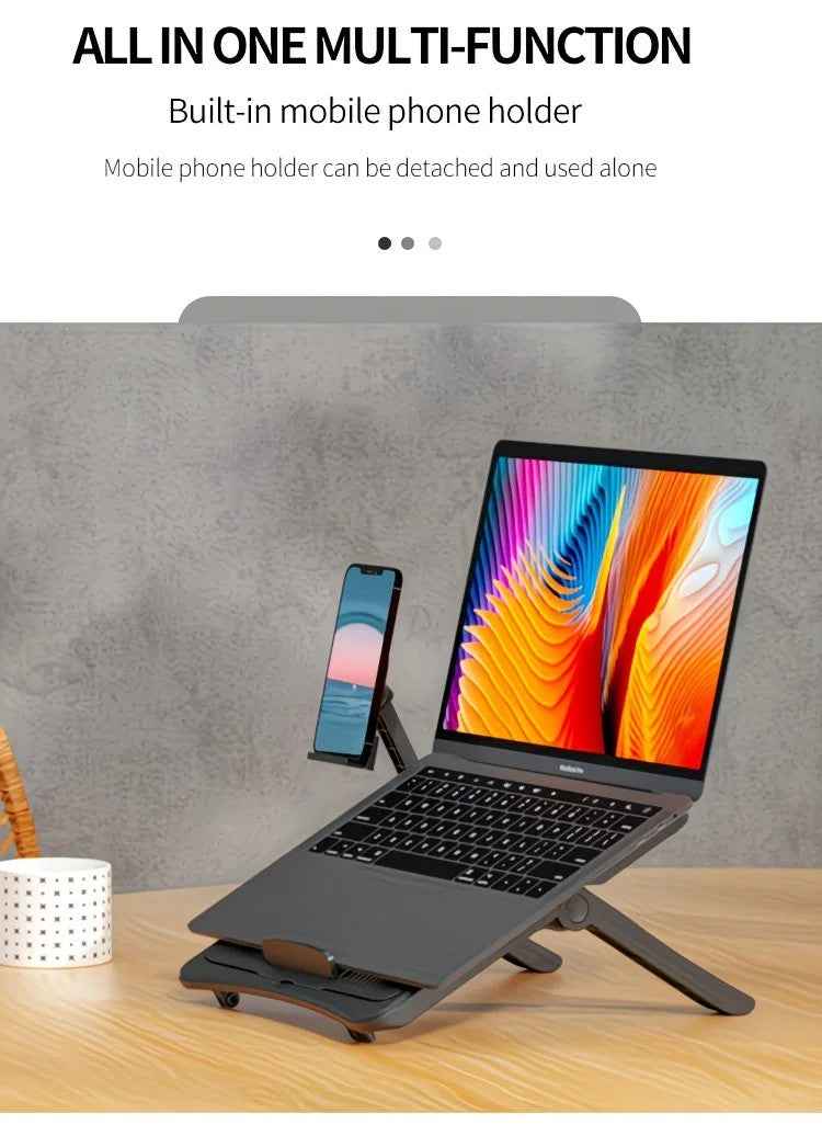 Adjustable Laptop Stand 17.3 Inch with Height Adjustment and Phone Holder