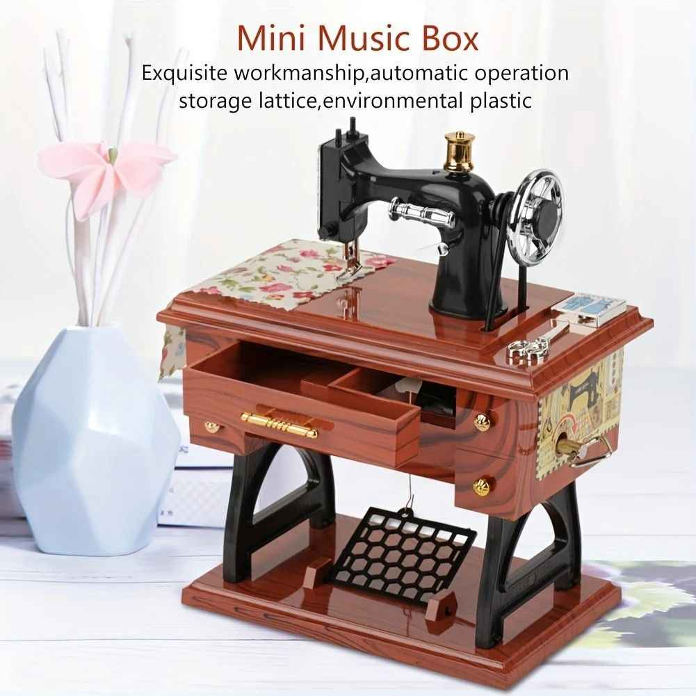 Vintage Sewing Machine Music Box – Winding Out Melodies of Time, Preserving Memories of the Years