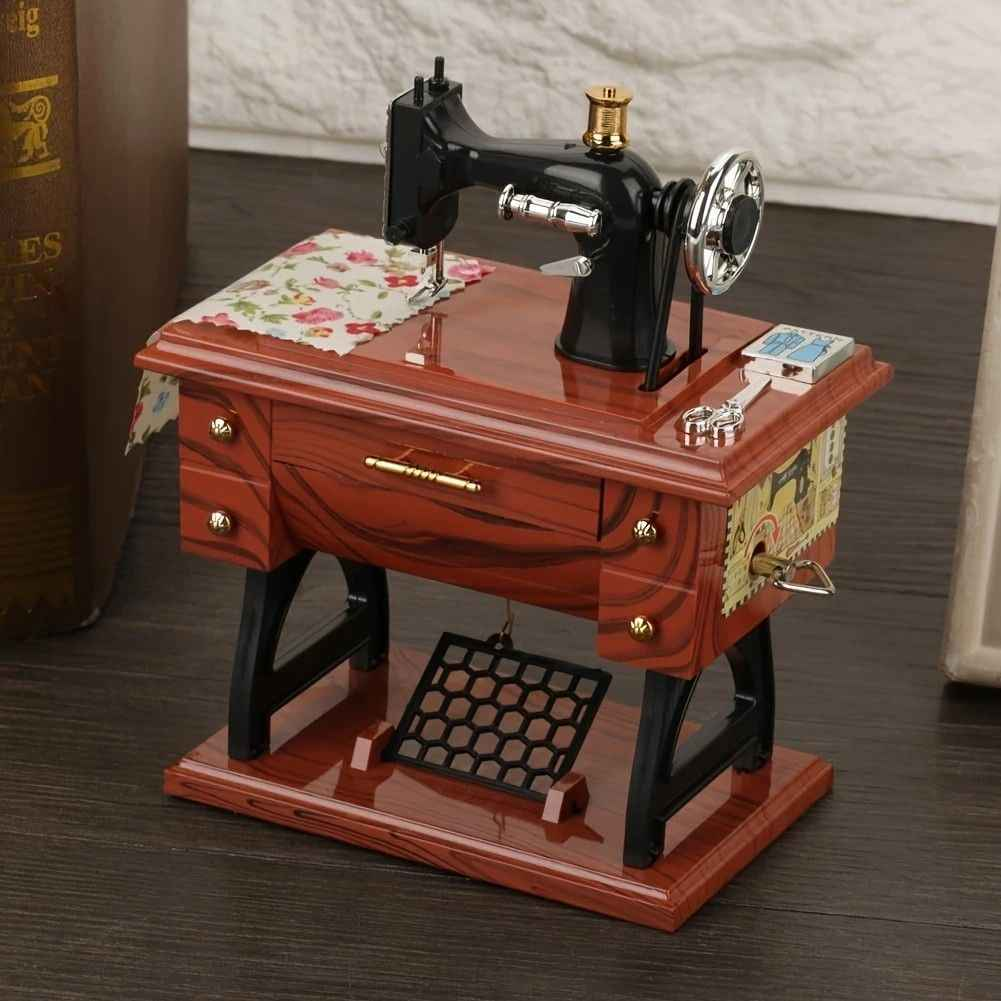 Vintage Sewing Machine Music Box – Winding Out Melodies of Time, Preserving Memories of the Years