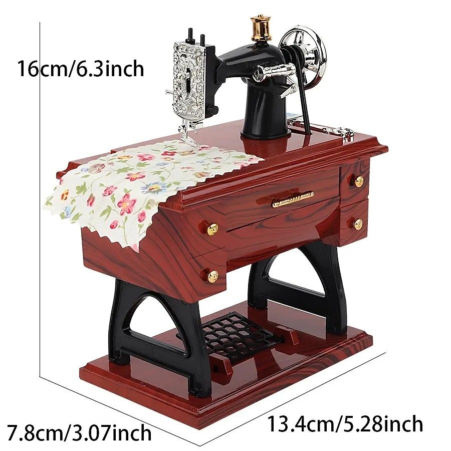 Vintage Sewing Machine Music Box – Winding Out Melodies of Time, Preserving Memories of the Years