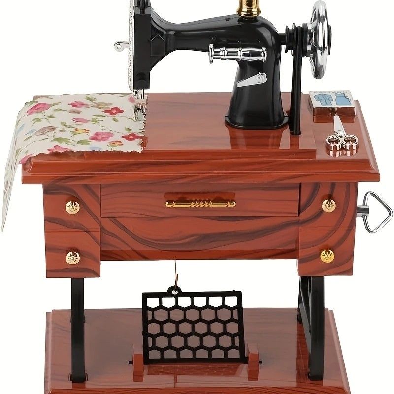 Vintage Sewing Machine Music Box – Winding Out Melodies of Time, Preserving Memories of the Years