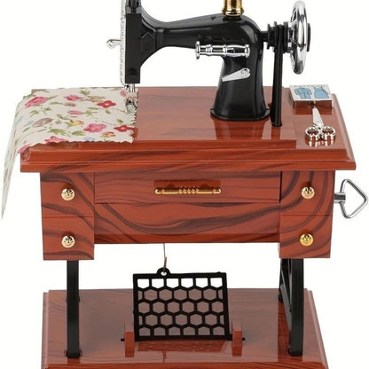 Vintage Sewing Machine Music Box – Winding Out Melodies of Time, Preserving Memories of the Years
