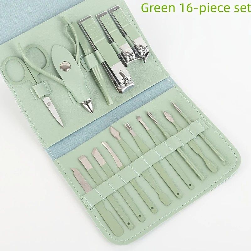 16-Piece Nail Care Set | Portable & Professional, One Box for Hand & Foot Details.BLUE