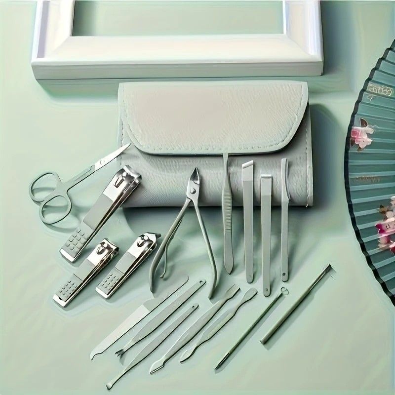 16-Piece Nail Care Set | Portable & Professional, One Box for Hand & Foot Details.BLUE