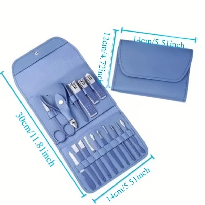16-Piece Nail Care Set | Portable & Professional, One Box for Hand & Foot Details.BLUE