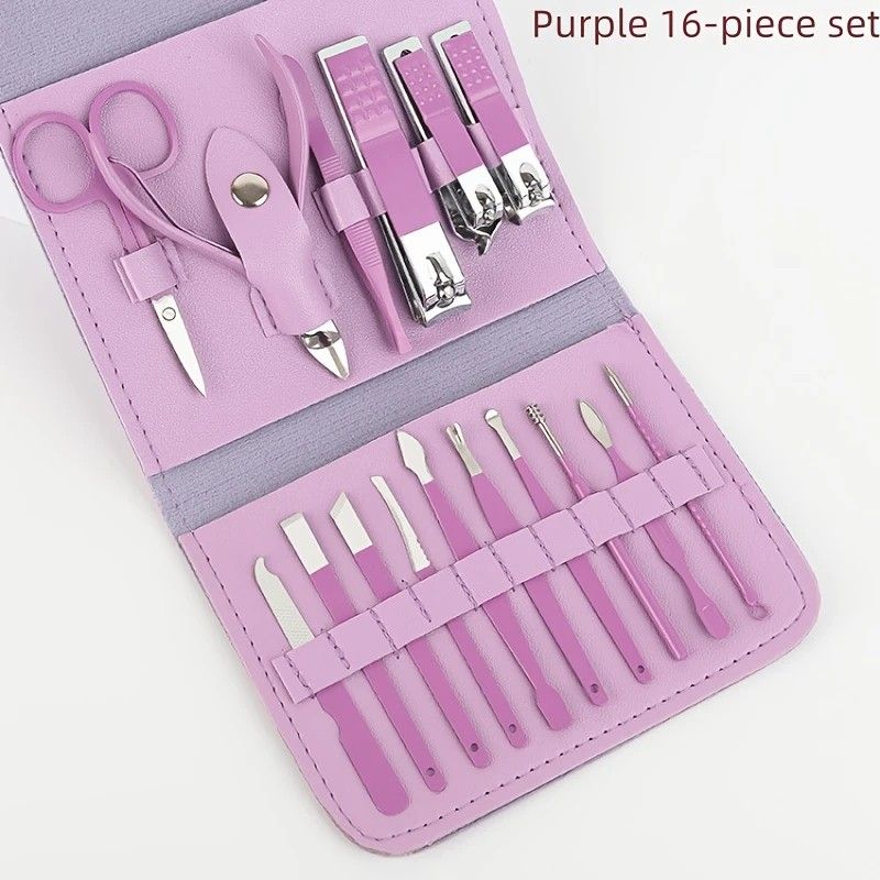 16-Piece Nail Care Set | Portable & Professional, One Box for Hand & Foot Details.BLUE