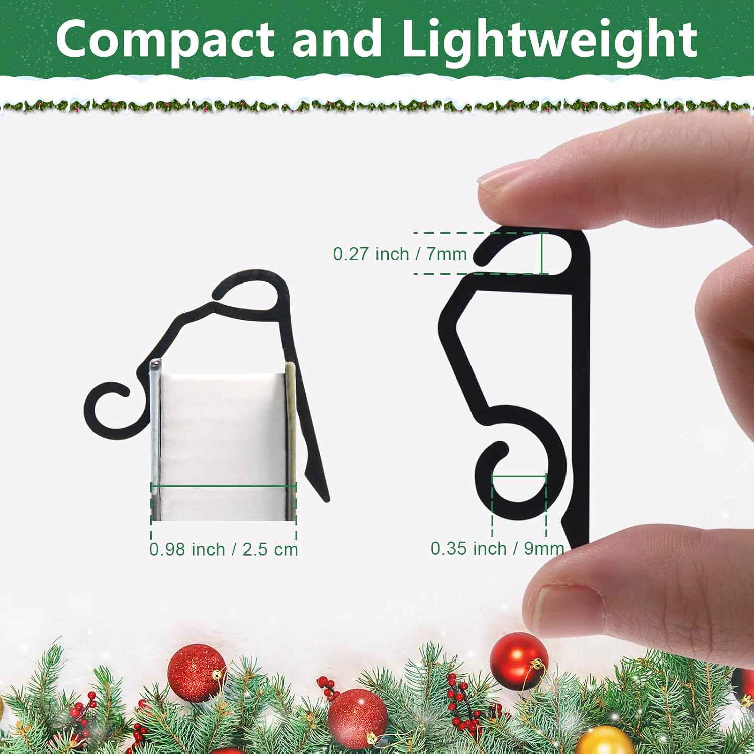 Christmas Light Clips Outdoor - 200 Pcs Holiday Lights Clip Plastic Gutter Hooks Outside Xmas Light Hangers for Hanging Christmas Halloween Decor (Black)