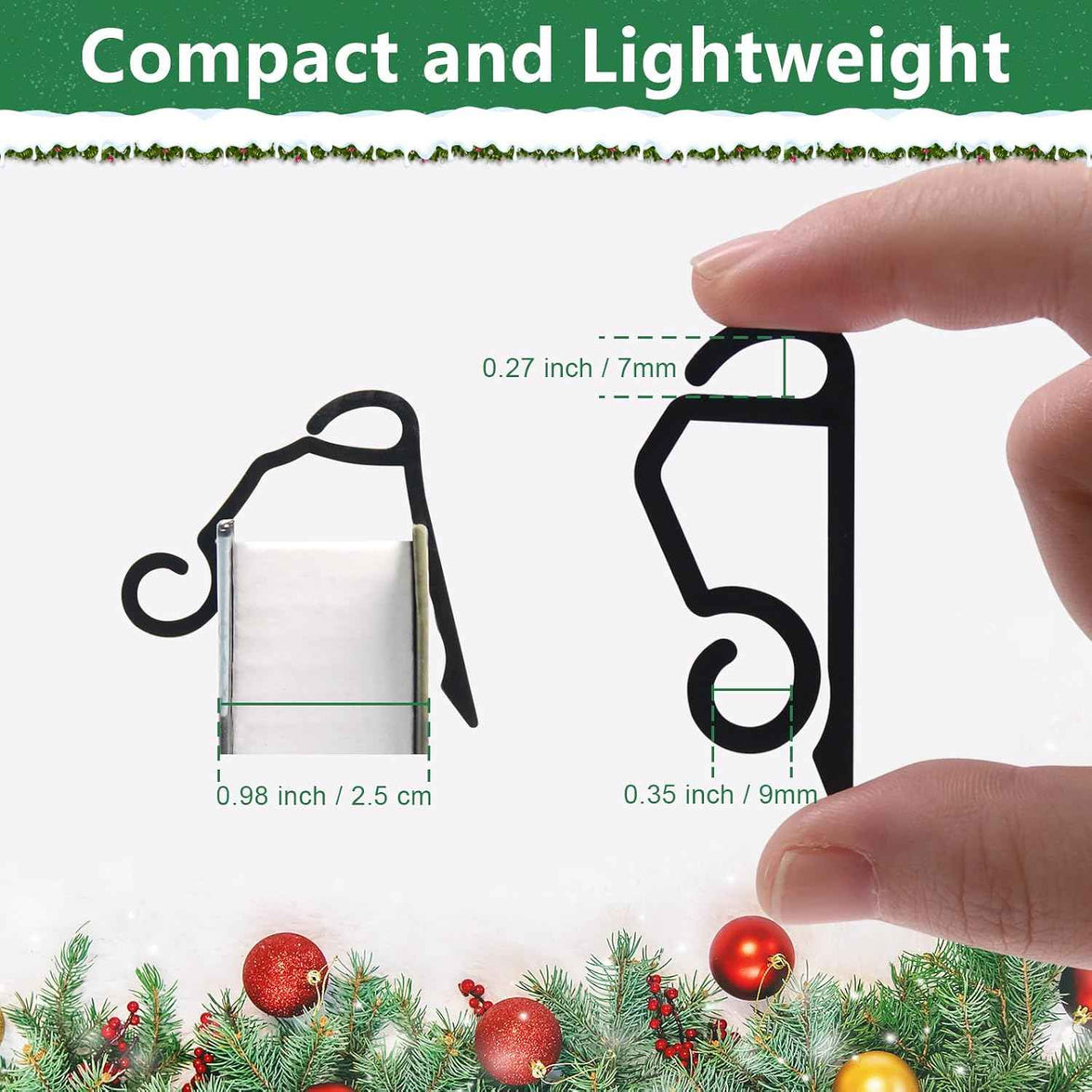 Christmas Light Clips Outdoor - 200 Pcs Holiday Lights Clip Plastic Gutter Hooks Outside Xmas Light Hangers for Hanging Christmas Halloween Decor (Black)