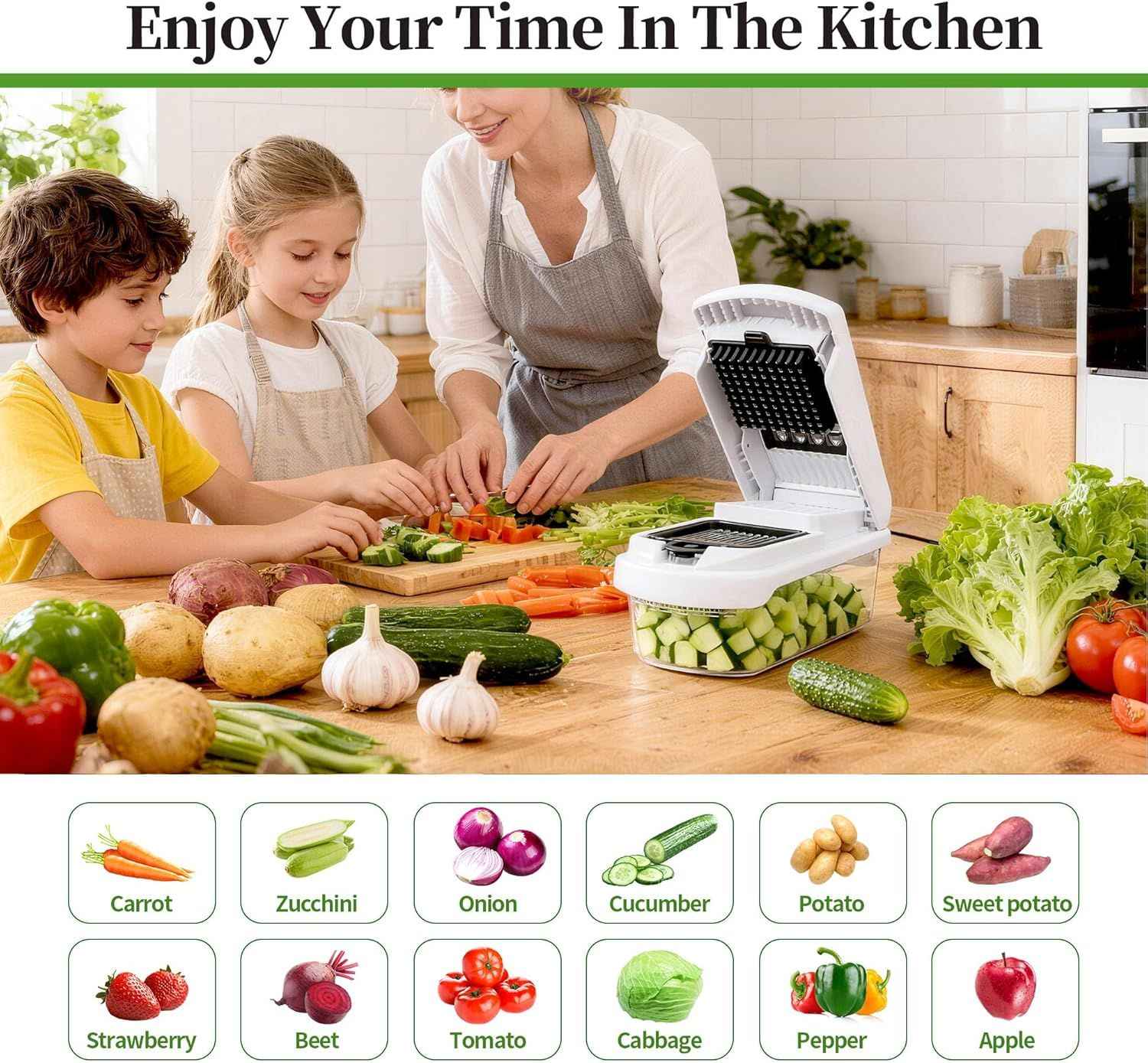 18-in-1 Vegetable Chopper Mandoline Slicer Kitchen Gadgets with Container for Effortless Chopping, Dicing, and Slicing