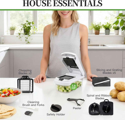 18-in-1 Vegetable Chopper Mandoline Slicer Kitchen Gadgets with Container for Effortless Chopping, Dicing, and Slicing