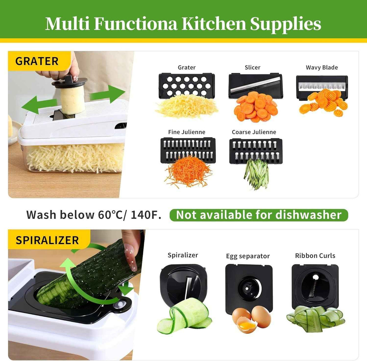 18-in-1 Vegetable Chopper Mandoline Slicer Kitchen Gadgets with Container for Effortless Chopping, Dicing, and Slicing