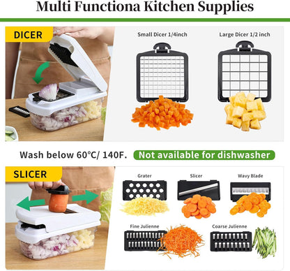 18-in-1 Vegetable Chopper Mandoline Slicer Kitchen Gadgets with Container for Effortless Chopping, Dicing, and Slicing