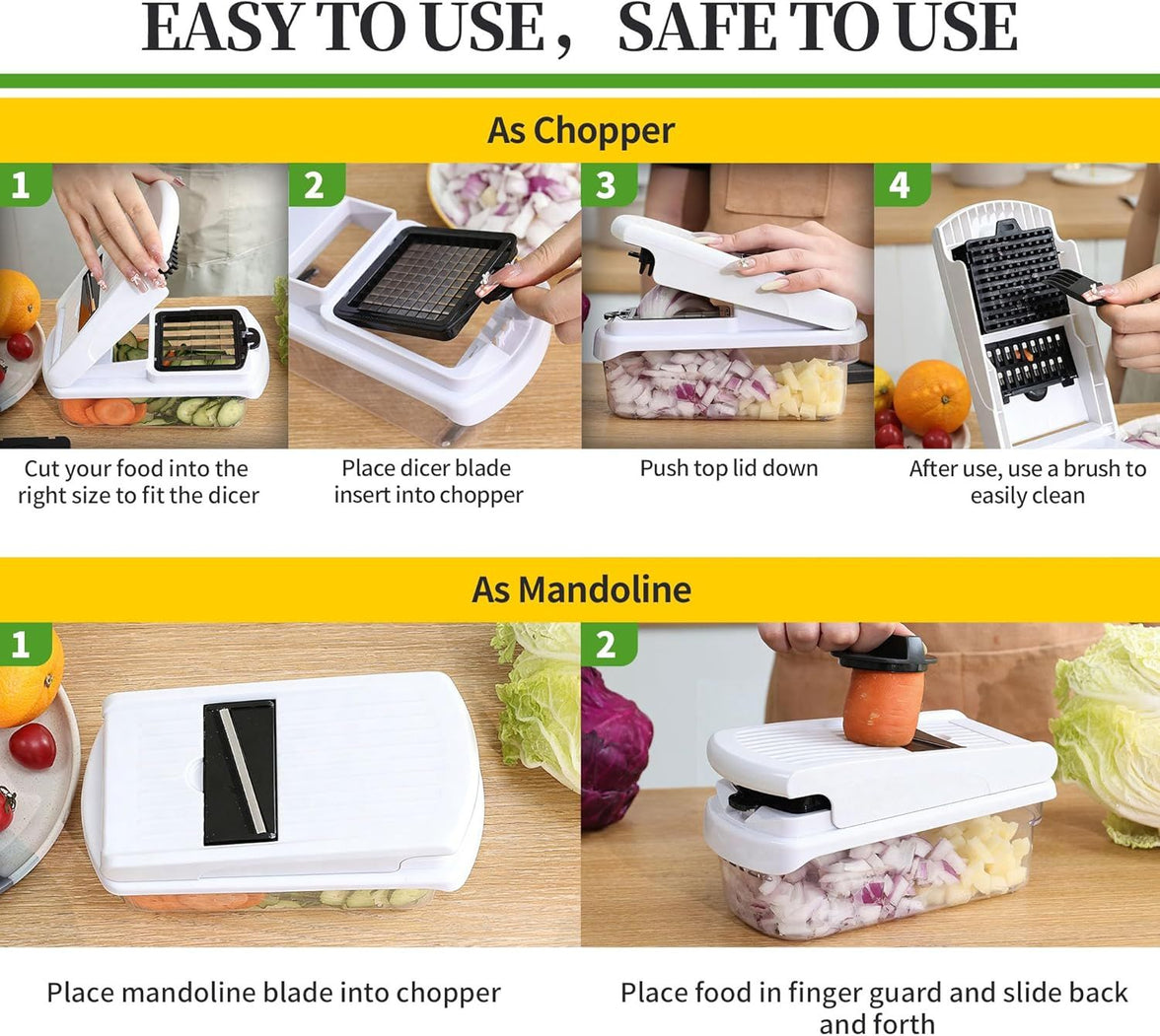 18-in-1 Vegetable Chopper Mandoline Slicer Kitchen Gadgets with Container for Effortless Chopping, Dicing, and Slicing