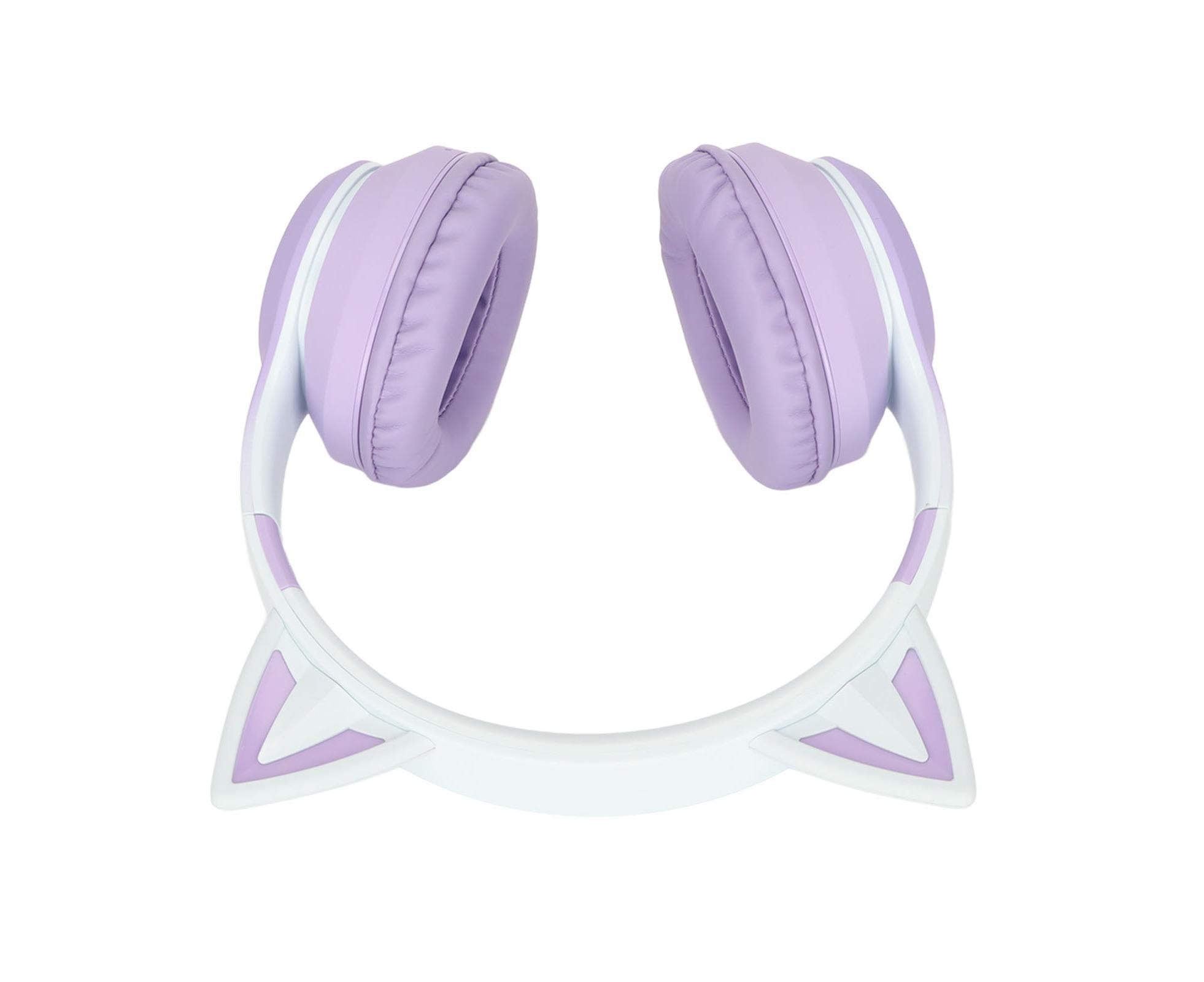 Cat Ear Bluetooth Gaming Headphones Wireless Foldable Music Headset with LED Light Detachable Microphone 3.5mm Cable Purple