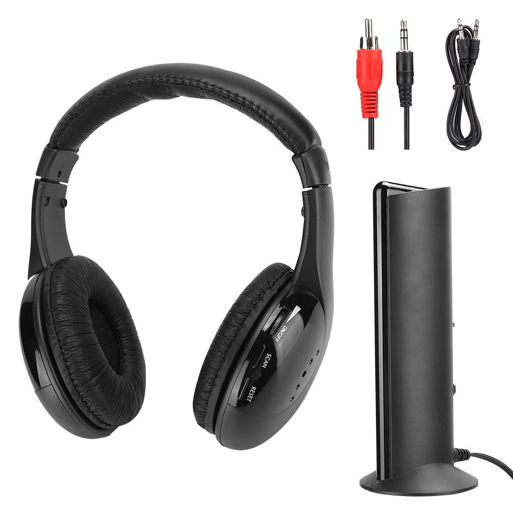 5 in 1 FM Wireless Headset with Microphone and Charging Stand