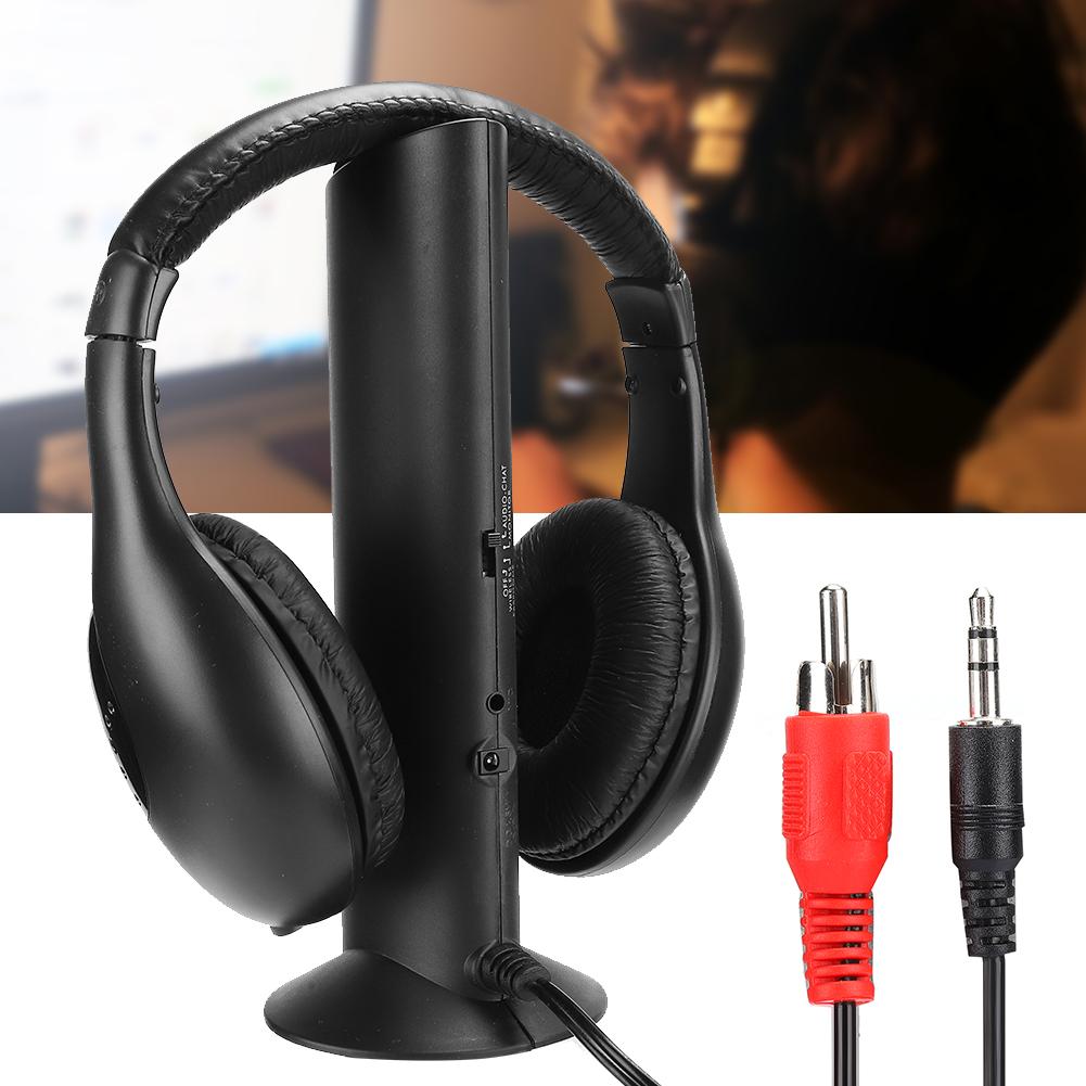 5 in 1 FM Wireless Headset with Microphone and Charging Stand