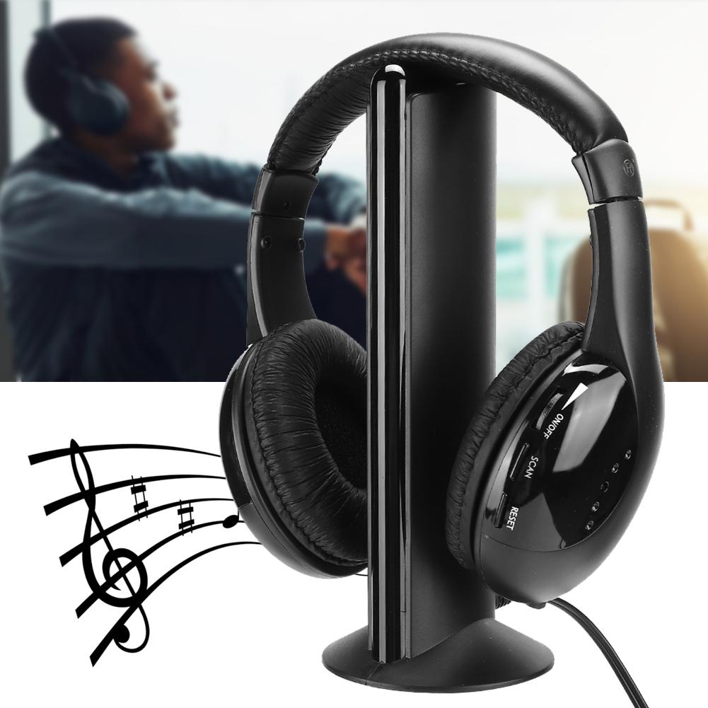 5 in 1 FM Wireless Headset with Microphone and Charging Stand