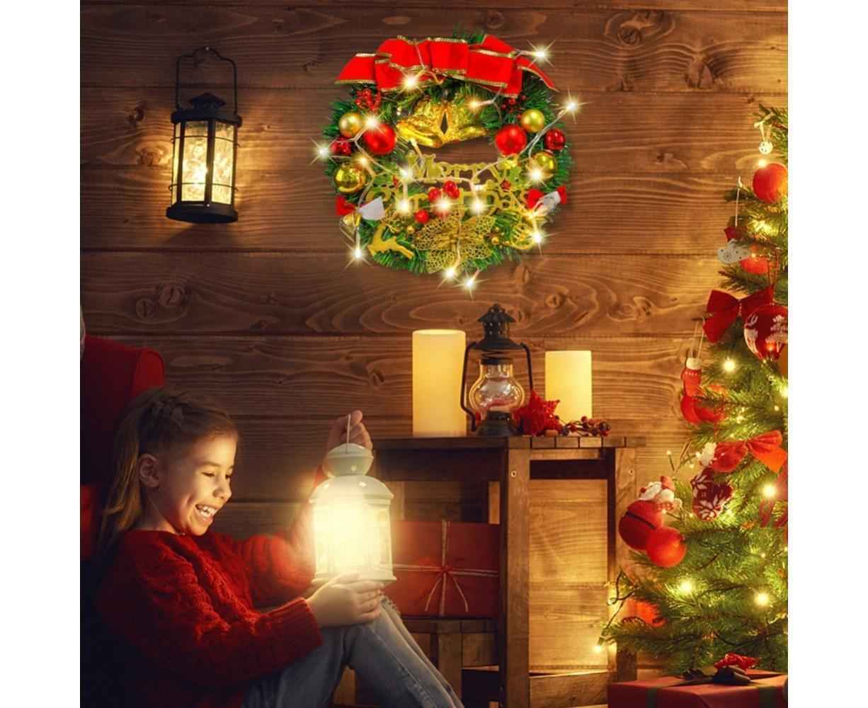 Merry Christmas Wreath 12 Inch Christmas Decorations Front Door Wreath Ornament Wall Artificial Pine Garland for Christmas Party Decor - 30CM