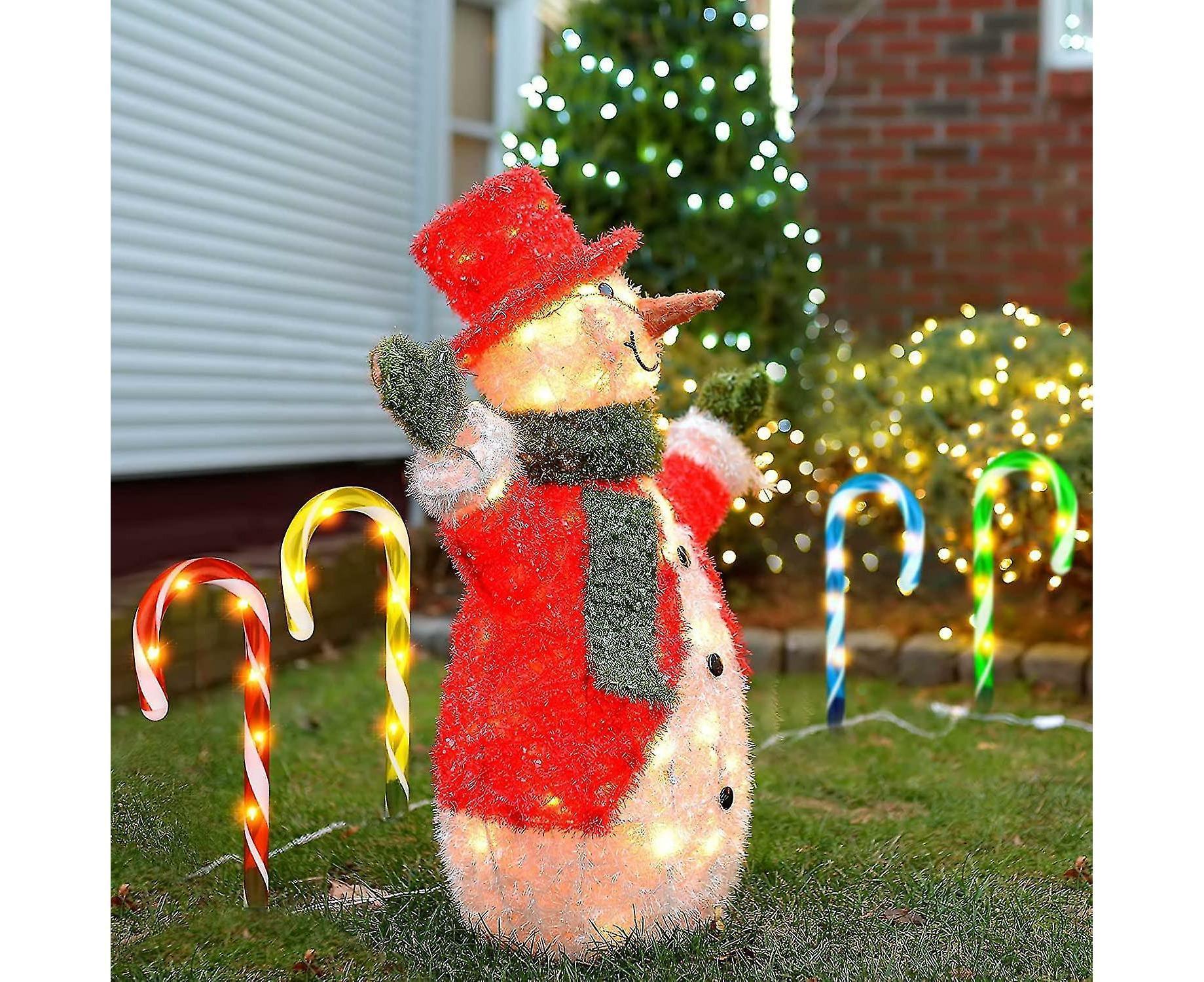Christmas Solar Candy Cane Lights Candy Cane Pathway Markers Lights Set Of Xmas Led Yard Lawn Indoor Outdoor Decoration Lights For House Path Walkway