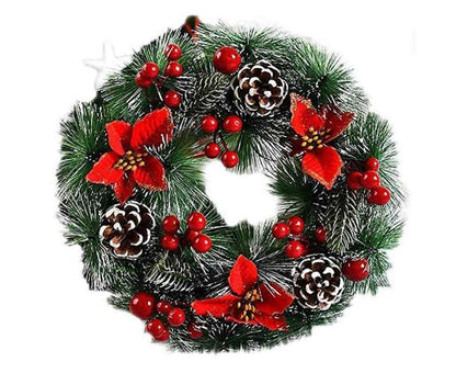 Christmas Wreath, Door Wreath Christmas Christmas Decoration Wreath Christmas Garland with Balls Handmade Christmas Garland Decoration Wreath-32cm