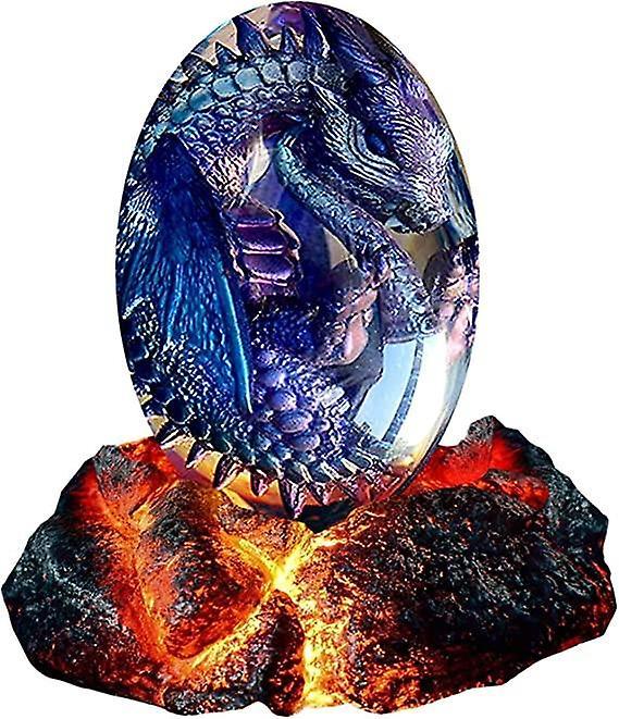 Dragon Egg Resin Sculpture with Luminous Base - Handmade Crystal Lava Dragon Egg Ornament for Home Décor