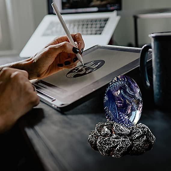 Dragon Egg Resin Sculpture with Luminous Base - Handmade Crystal Lava Dragon Egg Ornament for Home Décor