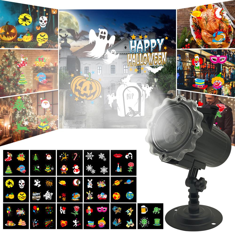 Christmas LED Projector Lamp with 16 Snowflake Patterns for Outdoor Decoration