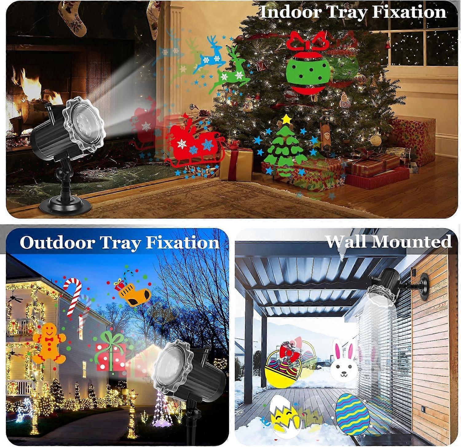 Christmas LED Projector Lamp with 16 Snowflake Patterns for Outdoor Decoration