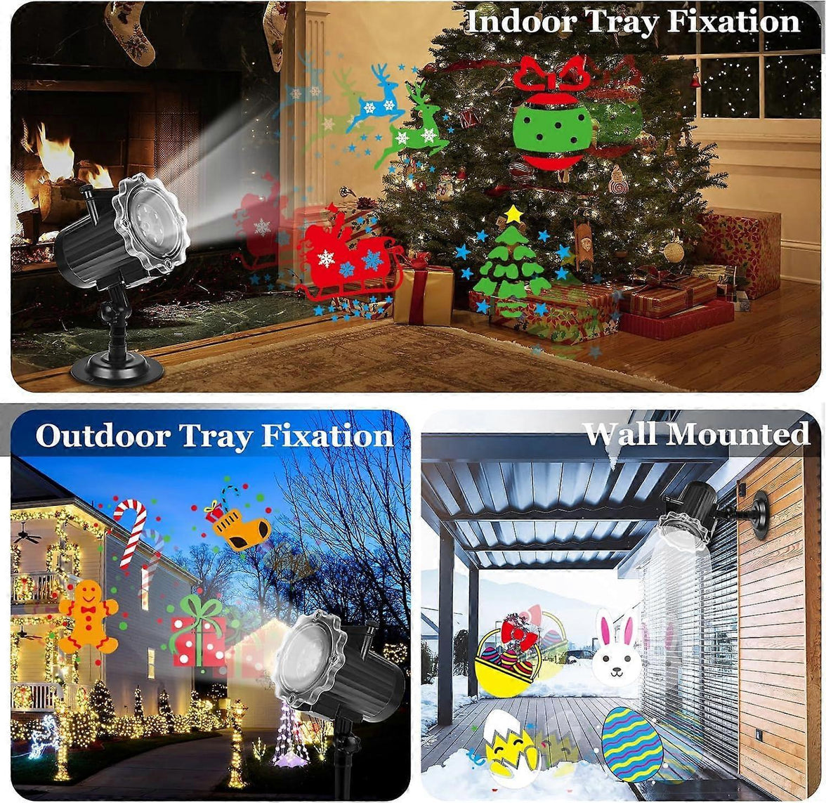 Christmas LED Projector Lamp with 16 Snowflake Patterns for Outdoor Decoration