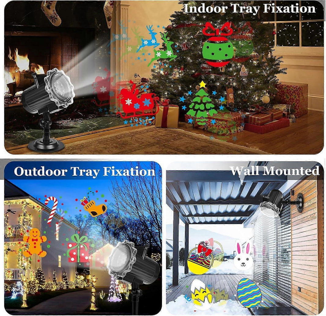 Christmas LED Projector Lamp with 16 Snowflake Patterns for Outdoor Decoration