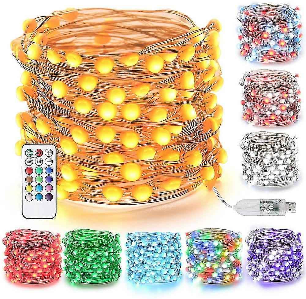 33ft 100 LED Color Changing USB String Lights with Remote, Twinkle Fairy