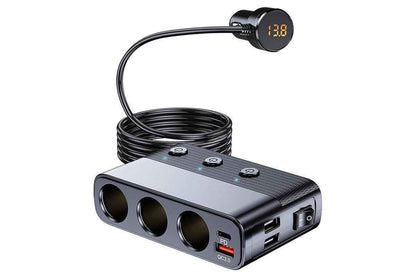 7 in 1 Cigarette Lighter Splitter QC3.0 PD 30W Charging 3 Socket Car Charger Adapter